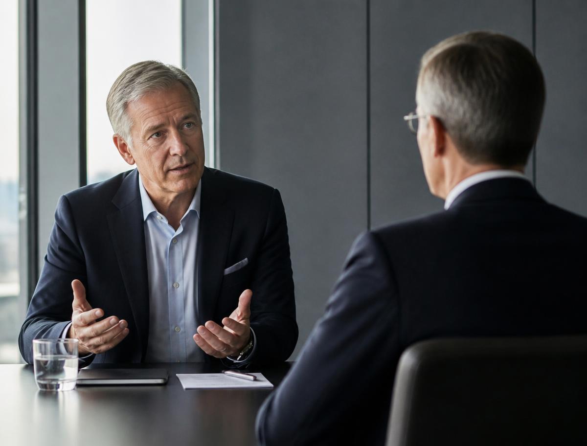 Senior advisors reviewing a public-sector program plan in a boardroom